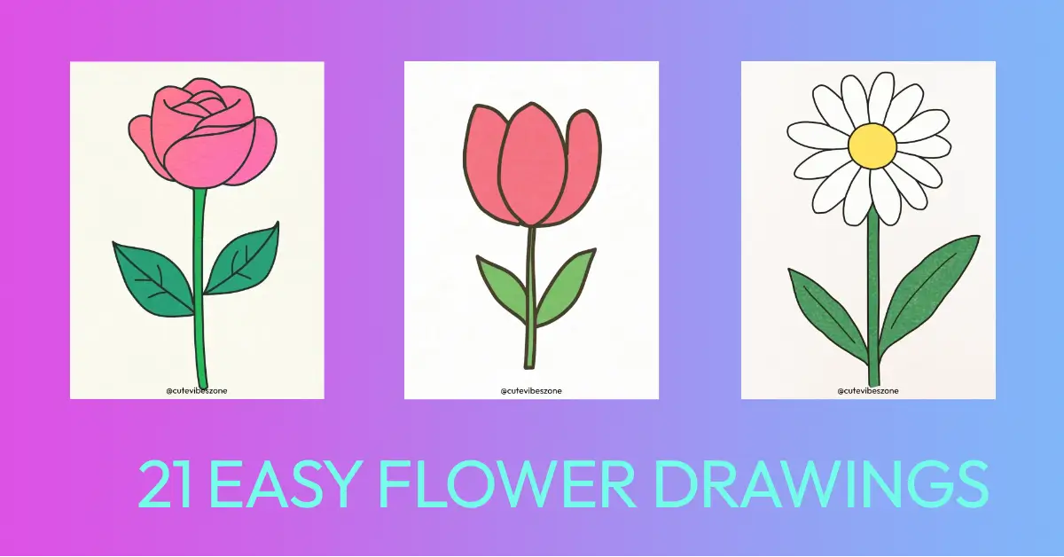 easy and cute flower drawings